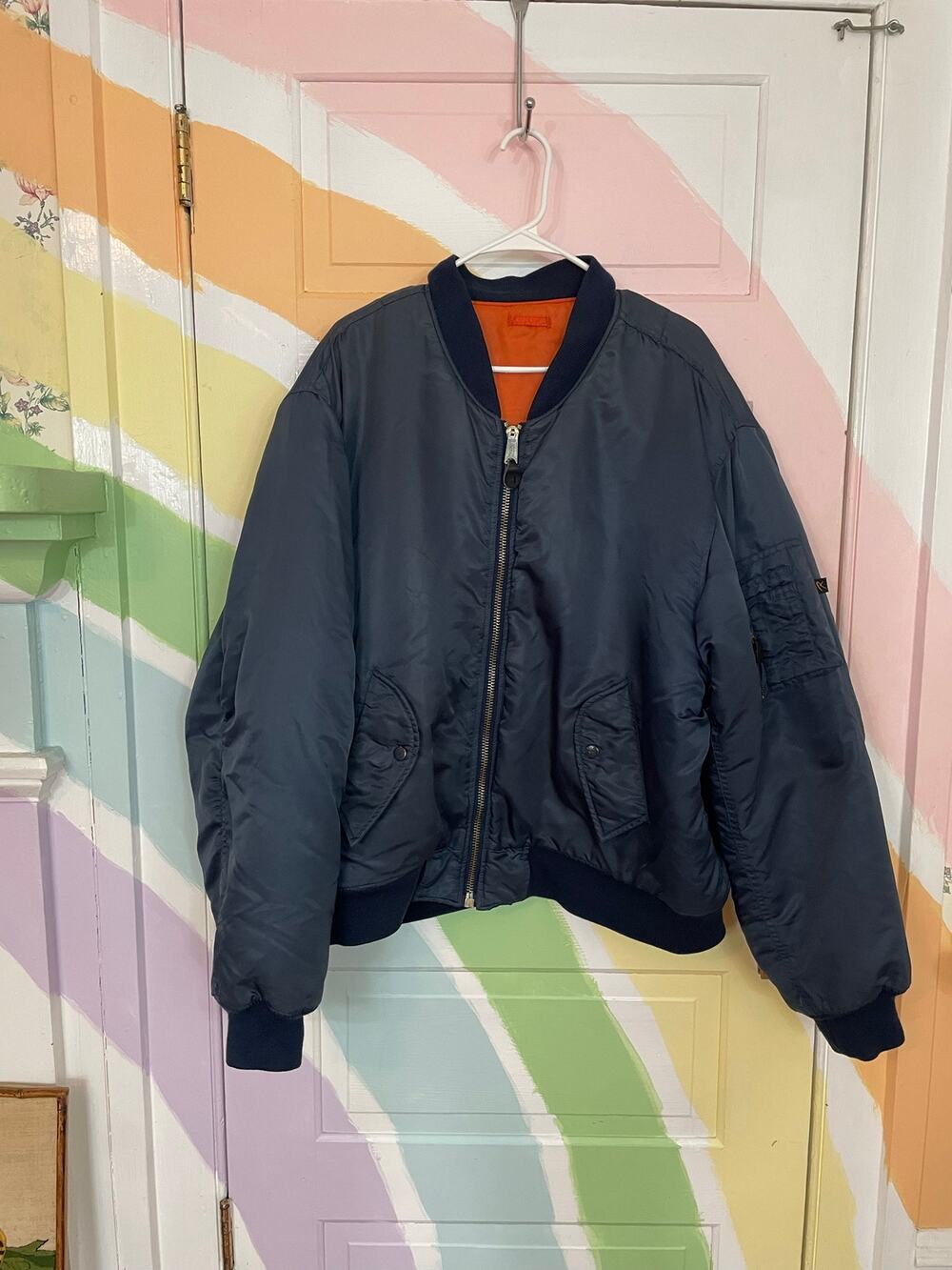 Alpha Industries MA-1 Blue Flight Bomber Jacket Men's XL
